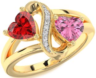 Diamond Gold Infinity Two Heart Promise Ring