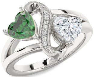 Diamond Silver Infinity Two Heart Promise Ring