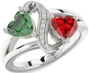 Diamond Silver Infinity Two Heart Promise Ring