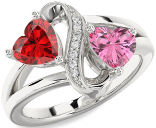 Diamond Silver Infinity Two Heart Promise Ring
