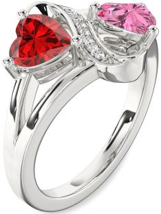 Diamond Platinum Infinity Two Heart Promise Ring