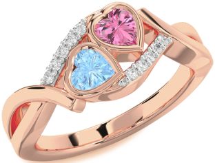 Diamond Rose Gold Two Heart Promise Ring