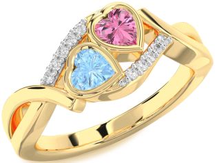 Diamond Gold Two Heart Promise Ring