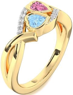 Diamond Gold Two Heart Promise Ring