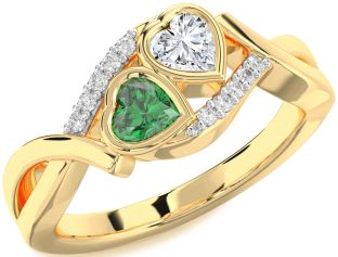 Diamond Gold Two Heart Promise Ring