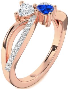 Diamond Rose Gold Two Heart Promise Ring