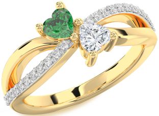 Diamond Gold Two Heart Promise Ring
