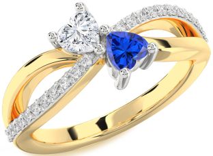 Diamond Platinum & Yellow Gold Two Heart Promise Ring