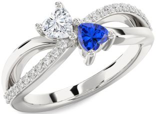 Diamond Silver Two Heart Promise Ring