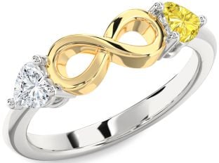 Silver & 10K gold Infinity Two Heart Promise Ring