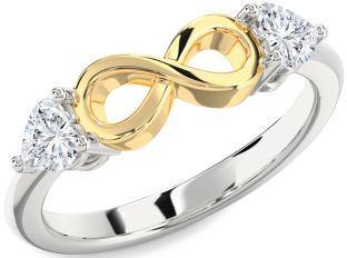 Diamond Platinum & Yellow Gold Infinity Two Heart Ring