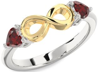 Emerald Platinum & Yellow Gold Infinity Two Heart Birthstone Ring