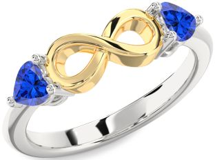 Emerald Platinum & Yellow Gold Infinity Two Heart Birthstone Ring