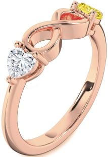 Rose Gold Infinity Two Heart Promise Ring