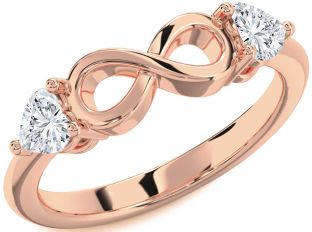 Diamond Rose Gold Infinity Two Heart Ring