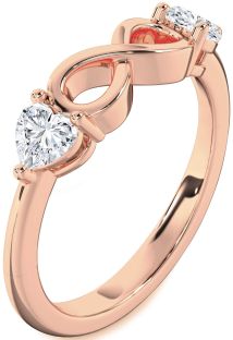 Diamond Rose Gold Infinity Two Heart Ring