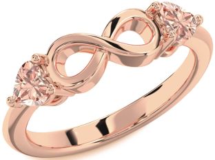 Emerald Rose Gold Infinity Two Heart Birthstone Ring