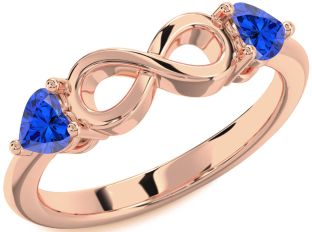 Emerald Rose Gold Infinity Two Heart Birthstone Ring