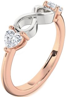 Diamond White Rose Gold Infinity Two Heart Ring