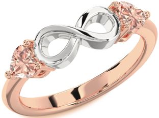 Emerald Platinum & Rose Gold Infinity Two Heart Birthstone Ring