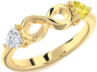 Gold Infinity Two Heart Promise Ring