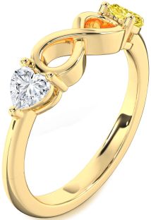 Gold Infinity Two Heart Promise Ring