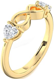 Diamond Gold Infinity Two Heart Ring