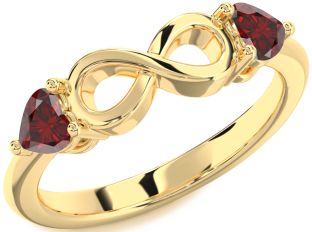 Emerald Gold Infinity Two Heart Birthstone Ring