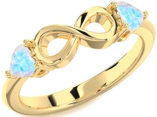 Emerald Gold Infinity Two Heart Birthstone Ring
