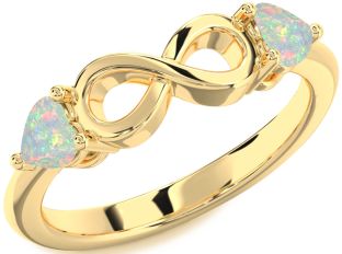 Emerald Gold Infinity Two Heart Birthstone Ring