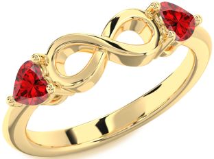 Emerald Gold Infinity Two Heart Birthstone Ring