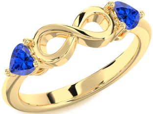 Emerald Gold Infinity Two Heart Birthstone Ring