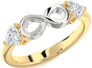 Diamond Platinum & Yellow Gold Infinity Two Heart Ring