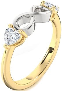 Diamond Platinum & Yellow Gold Infinity Two Heart Ring
