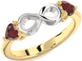 Emerald Platinum & Yellow Gold Infinity Two Heart Birthstone Ring