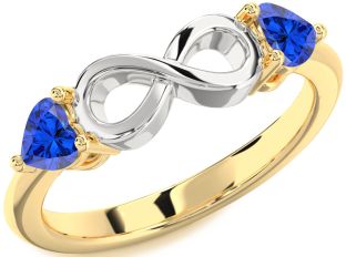 Emerald Platinum & Yellow Gold Infinity Two Heart Birthstone Ring