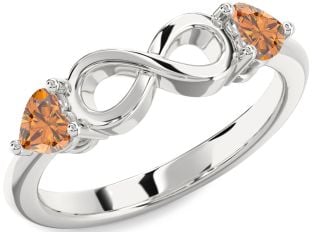 Emerald Platinum Infinity Two Heart Birthstone Ring