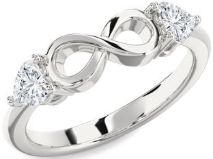 Diamond Silver Infinity Two Heart Ring
