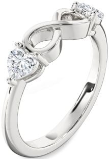 Diamond White Gold Infinity Two Heart Ring