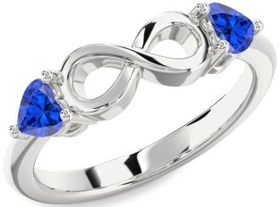 Emerald Platinum Infinity Two Heart Birthstone Ring