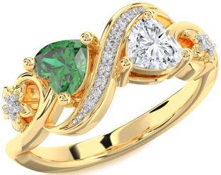 Diamond Gold Silver Infinity Two Heart Promise Ring