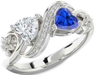 Diamond Silver Infinity Two Heart Promise Ring