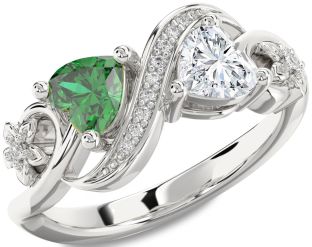 Diamond Silver Infinity Two Heart Promise Ring