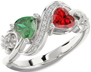 Diamond Silver Infinity Two Heart Promise Ring