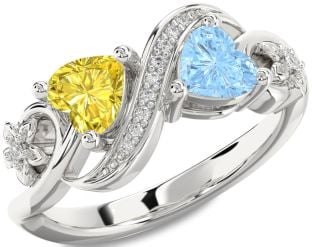 Diamond Platinum Infinity Two Heart Promise Ring