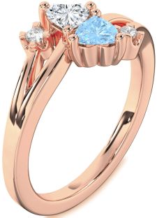 Diamond Rose Gold Two Heart Promise Ring