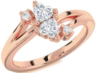 Diamond Rose Gold Two Heart Ring
