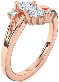 Diamond Rose Gold Two Heart Ring