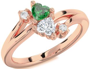 Diamond Rose Gold Two Heart Promise Ring