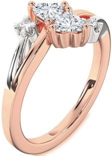 Diamond White Rose Gold Two Heart Ring